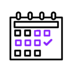 Calendar icon representing in-clinic treatment sessions to experience guided sessions over 2-3 weeks.